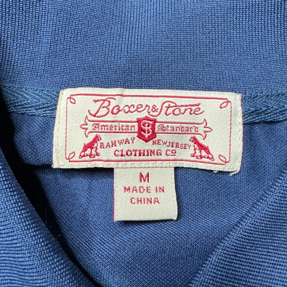 Mens Boxer & Stone‎ Blue Polo Shirt Houston Livestock Show Rodeo M